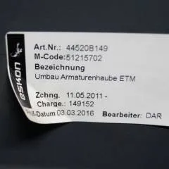 Jungheinrich 51475340 | Dashboard for ETM from year 2011 including ignition switch and fahrer display 2a 51325465