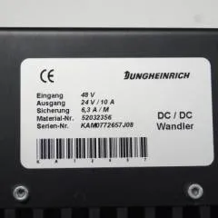 Jungheinrich 52032356 | Omvormer Transformer 48V -> 24V/10A for EKS310 sn. KAMO0772657J08