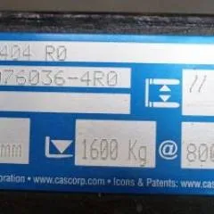 Cascade unknown | White goods clamb 21G85404 R0 sn. VER1076036-4R0 1600 kg on 800mm cariage width 1.61 mtr Plates 1.37 width 1,18 mtr high FEM 2-3-4 weight 1062 kg year 2018