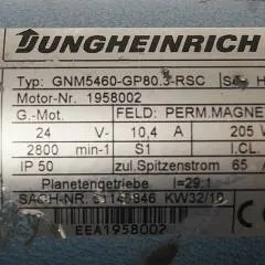Jungheinrich 51145846 | Steeringmotor 24V type GNM5460 GP80,3 RSC Steering sensor  52037950 year 2010 motor nr. 1958002