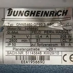 Jungheinrich 51145846 | Steeringmotor 24V type GNM5460 GP80,3 RSC Steering sensor  52037950 year 2010 motor nr. 1956690
