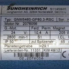 Jungheinrich 51145846 | Steeringmotor 24V type GNM5460 GP80,3 RSC Steering sensor  52037950 year 2012 motor nr. 2076056