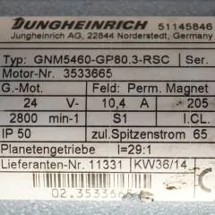 Jungheinrich 51145846 | Steeringmotor 24V type GNM5460 GP80,3 RSC Steering sensor  52037950 year 2014 motor nr. 3533665