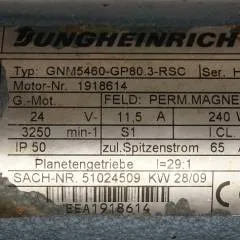 Jungheinrich 51024509 | Steeringmotor 24V type GNM5460-GP80,3 RSC Steering sensor 52037950 year 2009 motor nr. 1918614