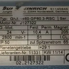 Jungheinrich 51145846 | Steeringmotor 24V type GNM5460 GP80,3 RSC Steering sensor  52037950 year 2014 motor nr. 2127322