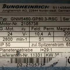Jungheinrich 51145846 | Steeringmotor 24V type GNM5460 GP80,3 RSC Steering sensor  52037950 year 2013 motor nr. 2105738