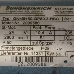 Jungheinrich 51145846 | Steeringmotor 24V type GNM5460 GP80,3 RSC Steering sensor  52037950 year 2011 motor nr. 2009586
