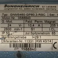 Jungheinrich 51145846 | Steeringmotor 24V type GNM5460 GP80,3 RSC Steering sensor  52037950 year 2014 motor nr. 3588840
