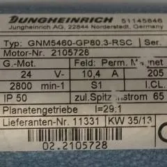 Jungheinrich 51145846 | Steeringmotor 24V type GNM5460 GP80,3 RSC Steering sensor  52037950 year 2013 motor nr. 2105720