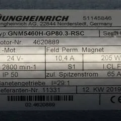 Jungheinrich 51145846 | Steeringmotor 24V type GNM5460 GP80,3 RSC Steering sensor  52037950 year 2019 motor nr. 4620889