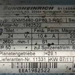 Jungheinrich 51145846 | Steeringmotor 24V type GNM5460 GP80,3 RSC Steering sensor  52037950 year 2011 motor nr. 1982522