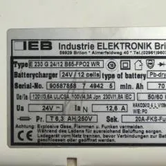 IEB 90587858 | IEB charger EFG 230 G 24/12 B65-FP02 WR 24V12,6A 220V 50/60Hz from B650/07 year 2015 sn. 90587858 7 4942 5